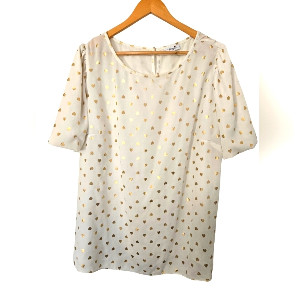 Poppi White Flutter Sleeve Boxy Blouse Size 2x
